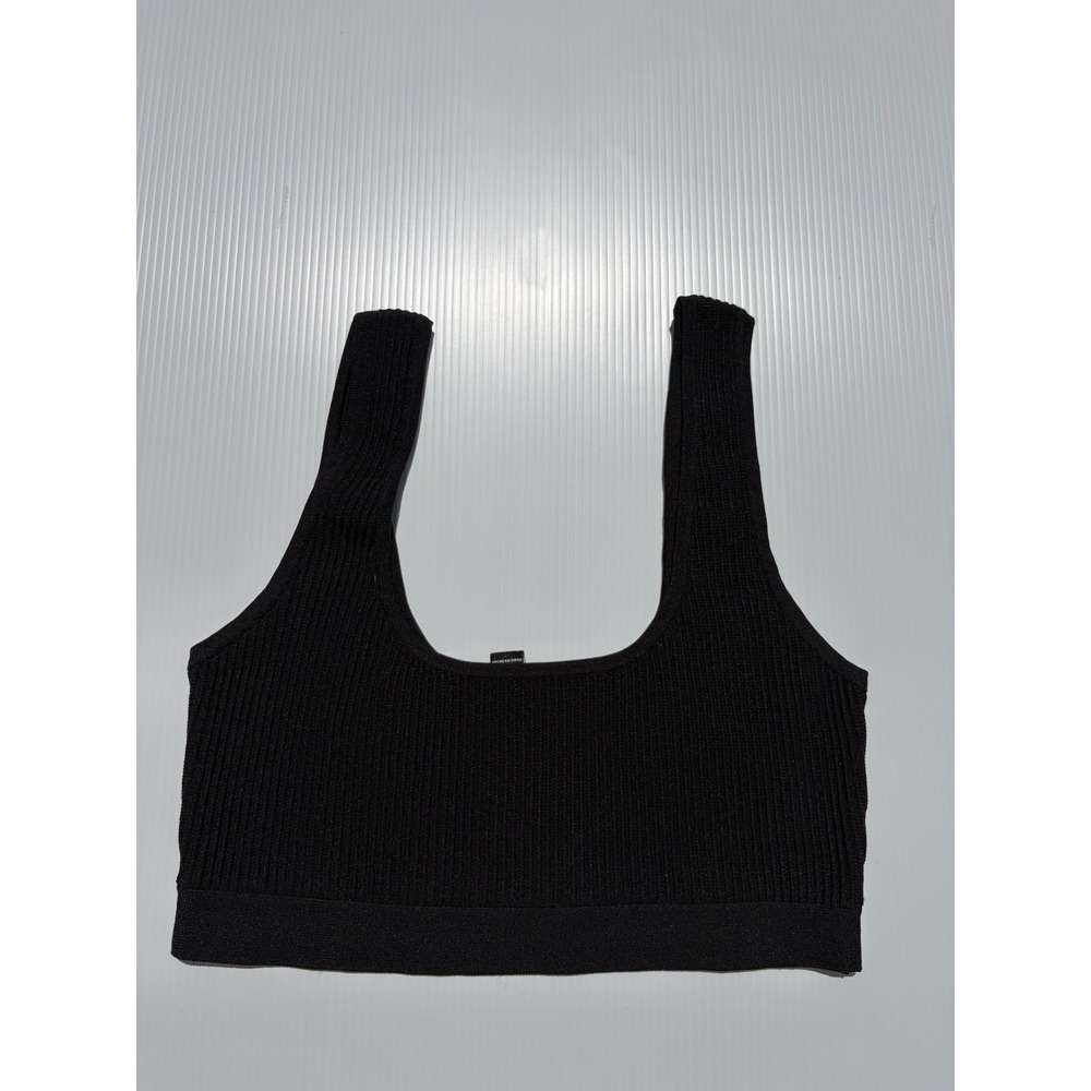 Forever 21 Crop Top Womens Size Large Black Ribbed Knit Bralette Tank Cami‎ Y2K